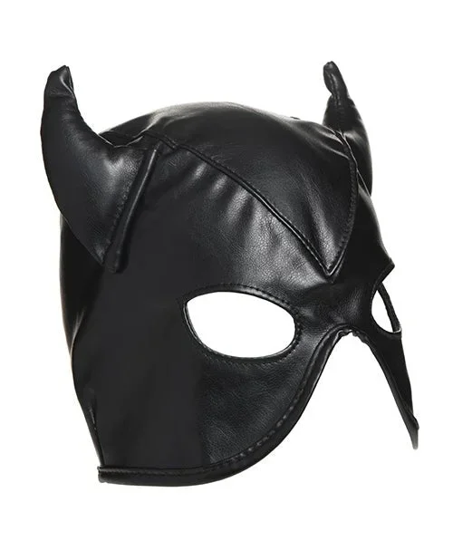 Master Series Dungeon Demon Bondage Hood w/Horns – Black