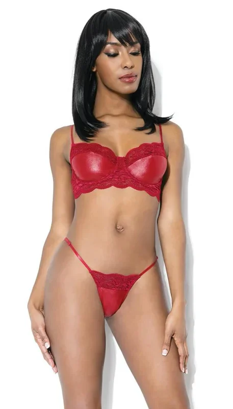 Merlot Wetlook Bra & G-String Set