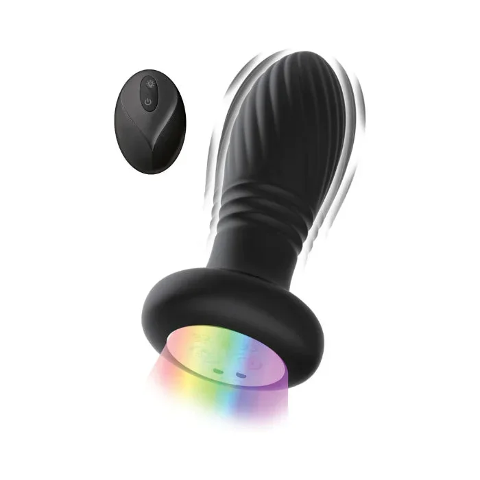 Nasstoys Atomic Thrusting Rechargeable Light-Up Remote Control Twisted Texture Butt Plug