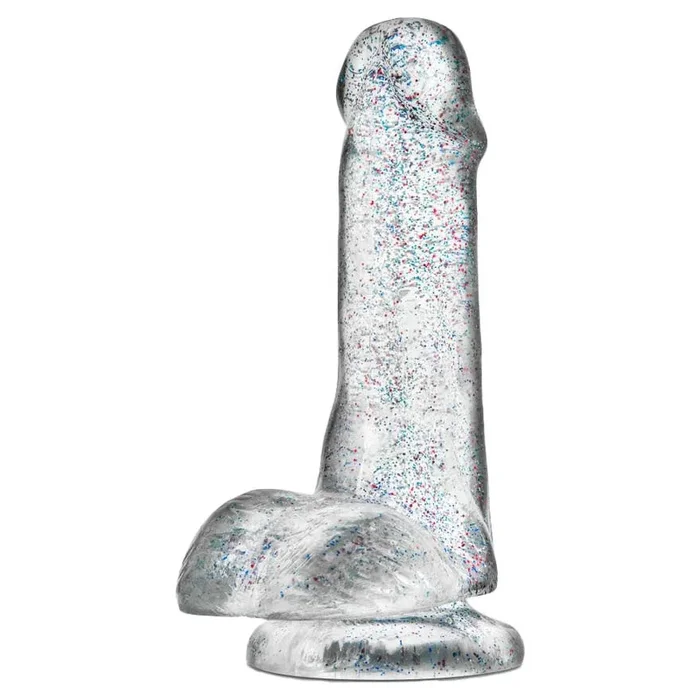 Naturally Yours Realistic Glitter Clear 6″ Dildo with Balls and Suction Cup