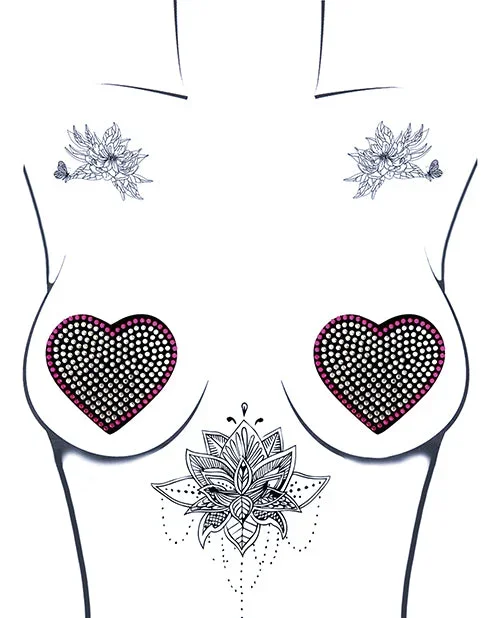 Neva Nude Burlesque Heart N’ Soul Crystal Heart Pasties – Pink/Clear O/S