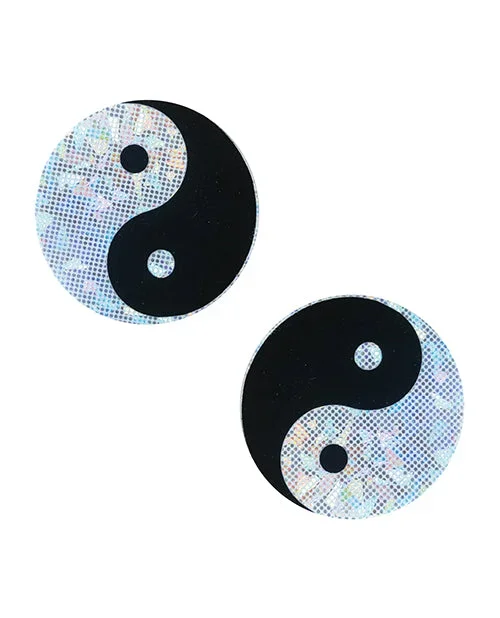 Neva Nude Ying Yang Holographic Fun Pasties – Black/Silver O/S