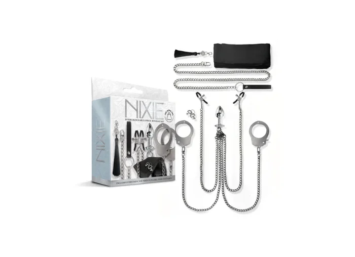 Nixie 8 Piece Metal Butt Plug And Detachable Kinky Accessory Bondage Kit