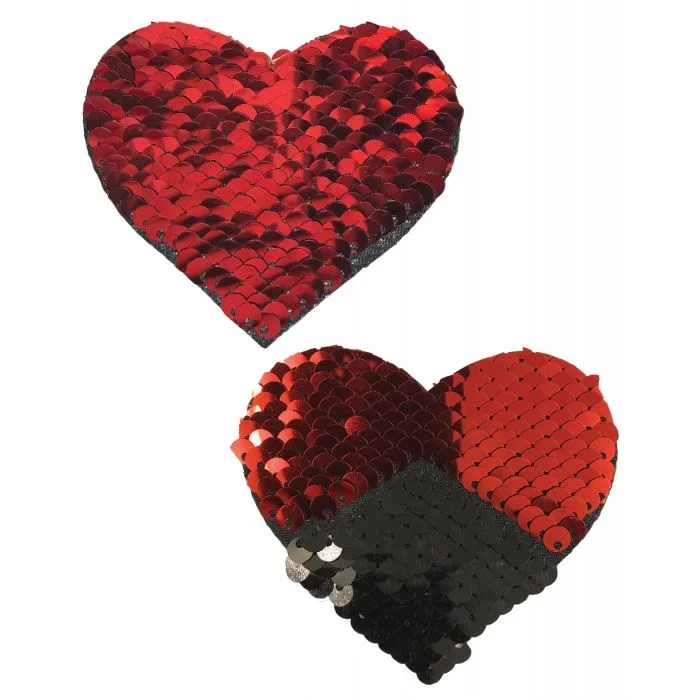 Pastease Color Changing Flip Sequins Hearts – Red/Black O/S