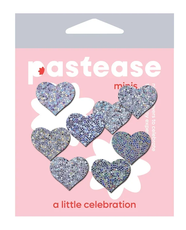 Pastease Mini Glitter Hearts – Silver Pack of 8