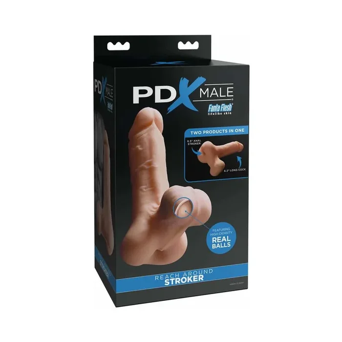 PDX Male Reach Around Anal Stroker and Realistic Cock Beige