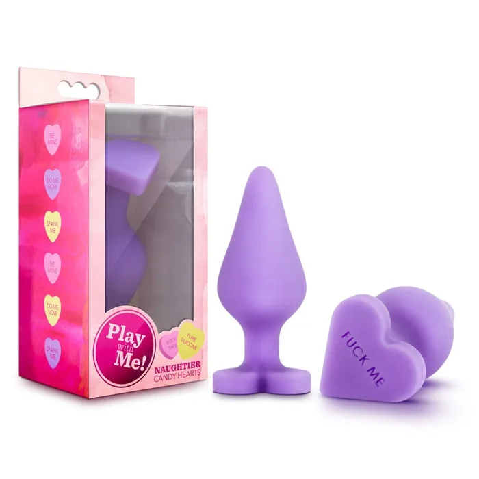 Play With Me By Blush® | Naughtier Candy Heart Fuck Me Purple 4.25-Inch Anal Plug