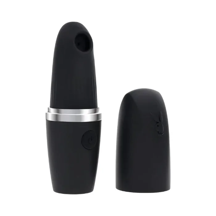 Playboy Excursion Lipstick Style Silicone Rechargeable Vibrating Suction Vibe With Cover