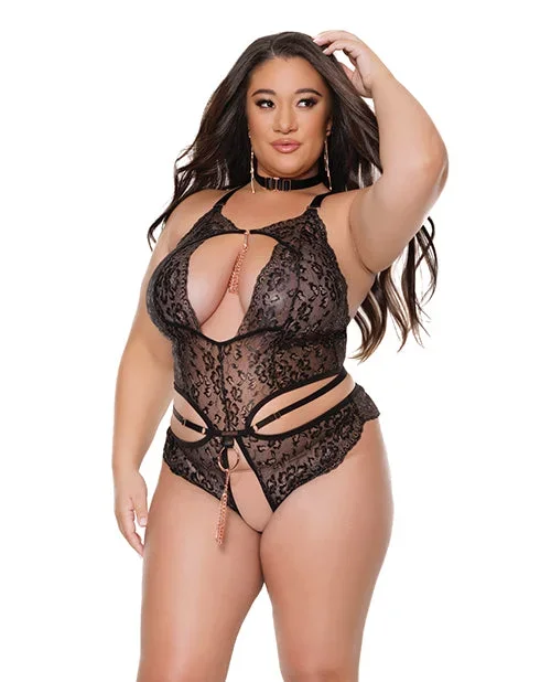 Pleasure Collection Crotchless Teddy w/Removable Tassels – Black QN