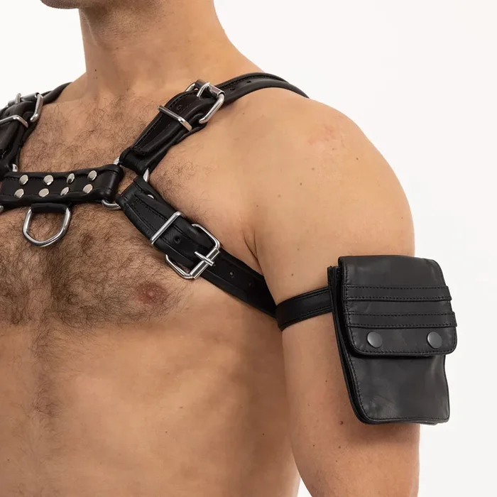 Prowler RED Leather Hands-Free Belt Or Bicep Striped Pouch