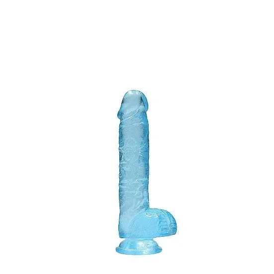 Realrock 6in Realistic Dildo W- Balls Clear Blue