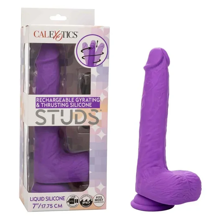 Rechargeable Gyrating and Thrusting Silicone Studs – Purple