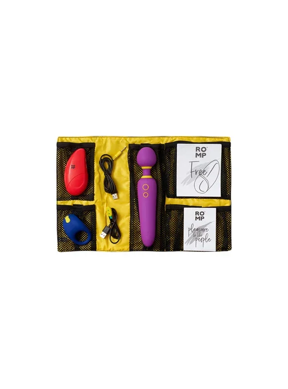 ROMP Pleasure Kit With Three Silicone Rechargeable Vibrators and Carry Bag