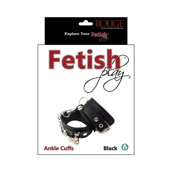 Rouge Fetish Play Vegan Ankle Cuffs Black