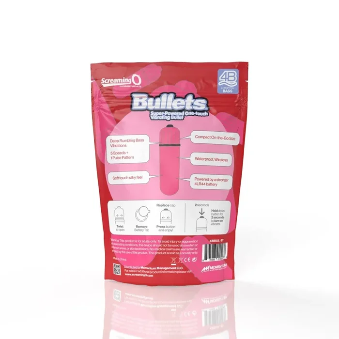 Screaming O 4b – Bullet – Super Powered One Touch Vibrating Bullet – Strawberry