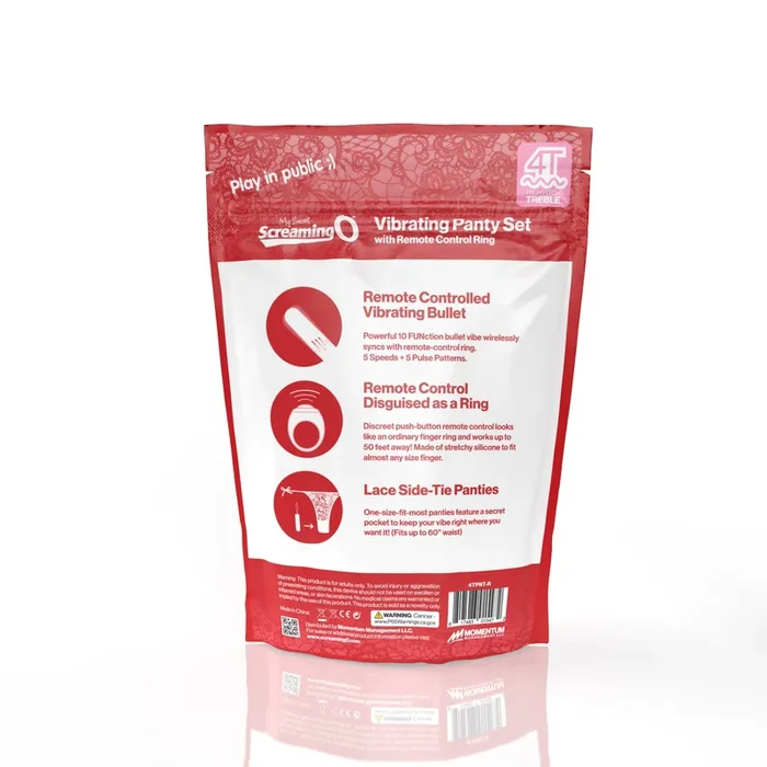 Screaming O 4t – Vibrating Panty Set With Remote Control Ring – Red