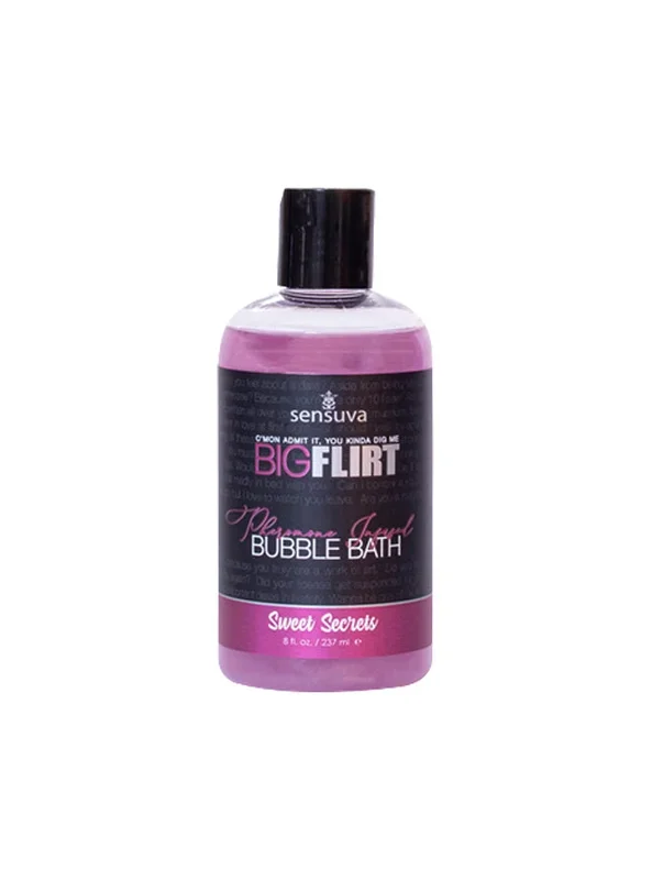 Sensuva Big Flirt Sweet Secrets Pheromone Bubble Bath 8 oz. Pomegranate, Fig, Coconut, Plumeria Scent