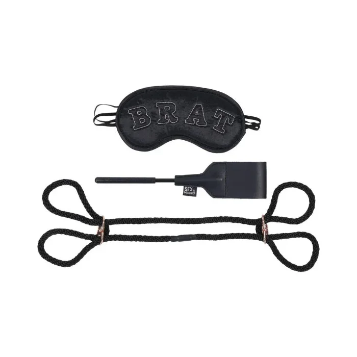 Sportsheets S&M Knotty Brat Kit With Crop Blindfold And Rope Cuffs