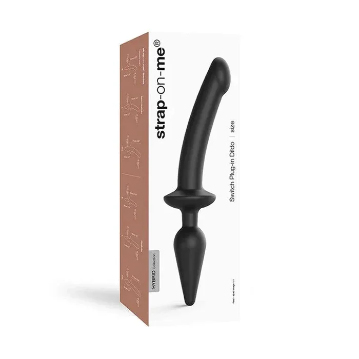 Strap-On-Me Hybrid Collection Switch Plug-In Dual-Ended Dildo & Plug – Black