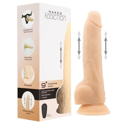 Swan Naked Addiction 9″ Rechargeable Thrusting Vibrating Dildo with Remote Control