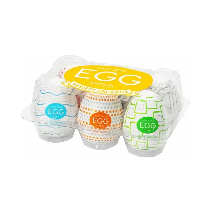 Tenga Egg Variety Six-Pack Textured Stretchy Disposable Travel Sized Masturbation Sleeve