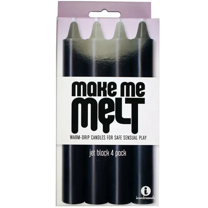 The 9’s, Make Me Melt Sensual Warm-Drip Candles, 4 Pack, Jet Black
