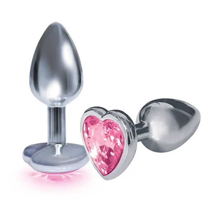 The 9’s the Silver Starter Heart Bejeweled Stainless Steel Plug – Pink
