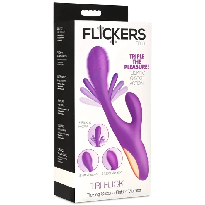 Tri-Flick Flicking Silicone Rabbit Vibrator – Purple